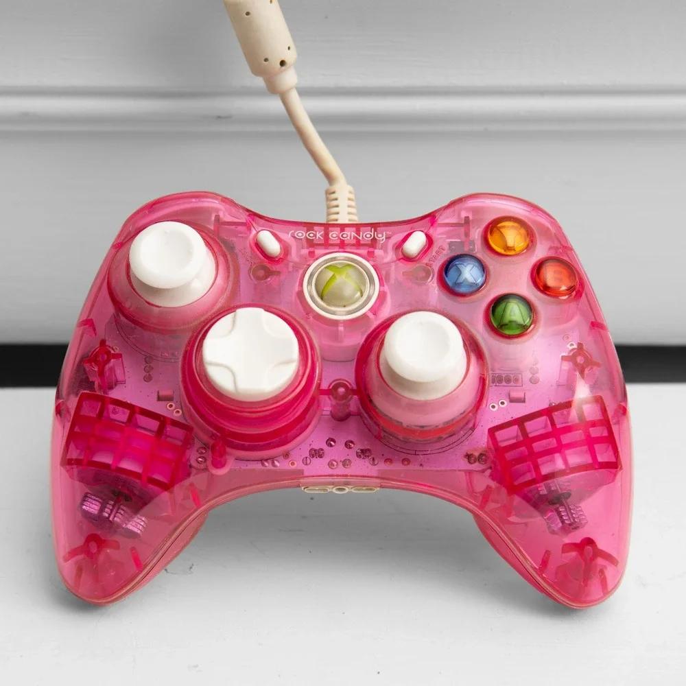 Rock Candy Xbox 360 Wired Controller Pink Translucent Y2K Gamer Girl